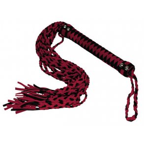 Sort og R�d 12-halet L�derpisk i ruskind